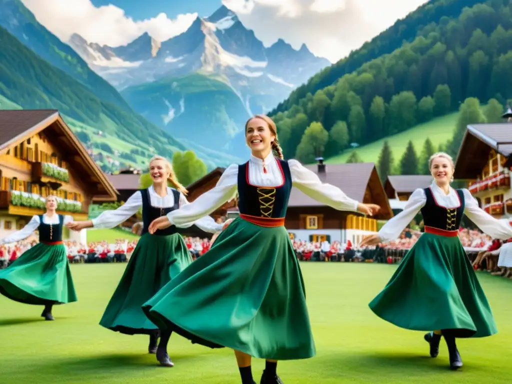 Un alegre baile tradicional austríaco, el ländler, en un pintoresco pueblo alpino