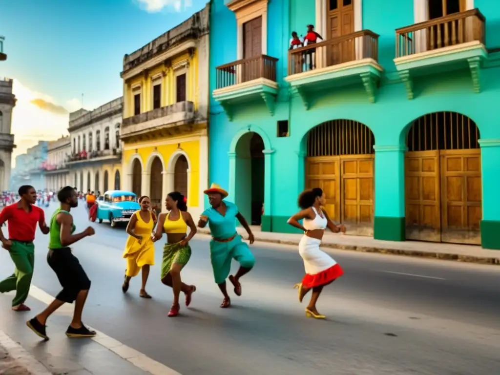 Un animado baile de guaracha en las calles de La Habana, Cuba