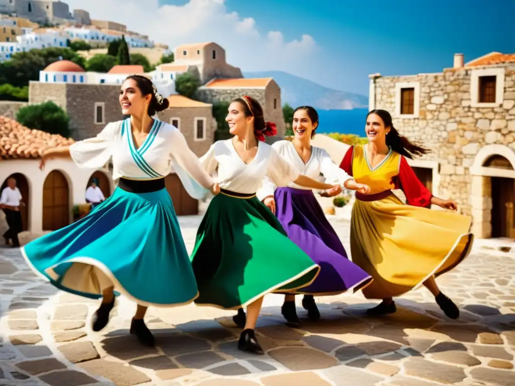 Apasionada danza tradicional griega de Rebetiko en un pintoresco pueblo