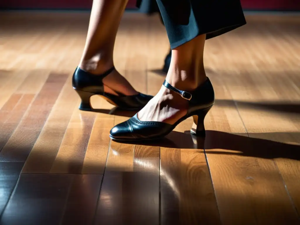 Un apasionado baile de tango argentino reflejando la historia y significado cultural, con movimientos fluidos y emocionales