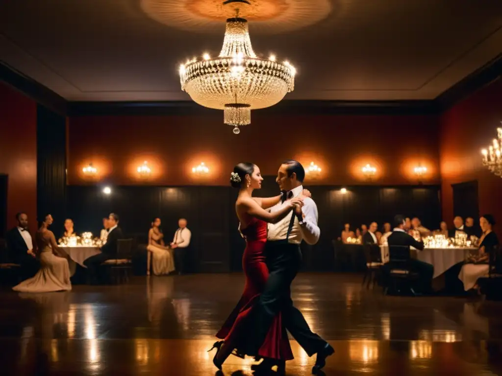 Apasionado baile de tango en simposio internacional, historia y evolución del tango palpable en la elegante sala