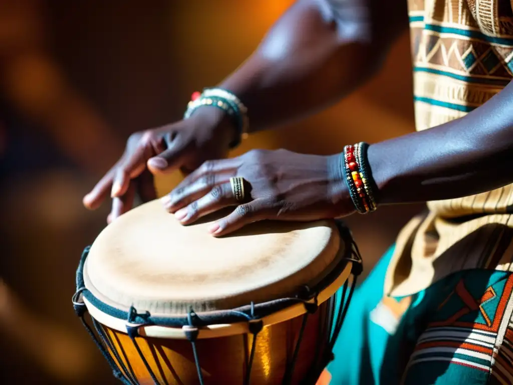 Apasionado tamborileo africano del djembe: papel central danza africana