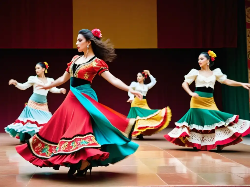 Apasionante actuación de bailarinas de flamenco en la Feria de Abril, reflejando el significado cultural del Flamenco