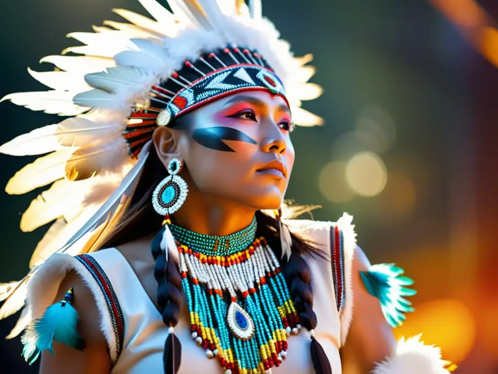 Un bailarín nativo americano en un traje tradicional lleno de significado