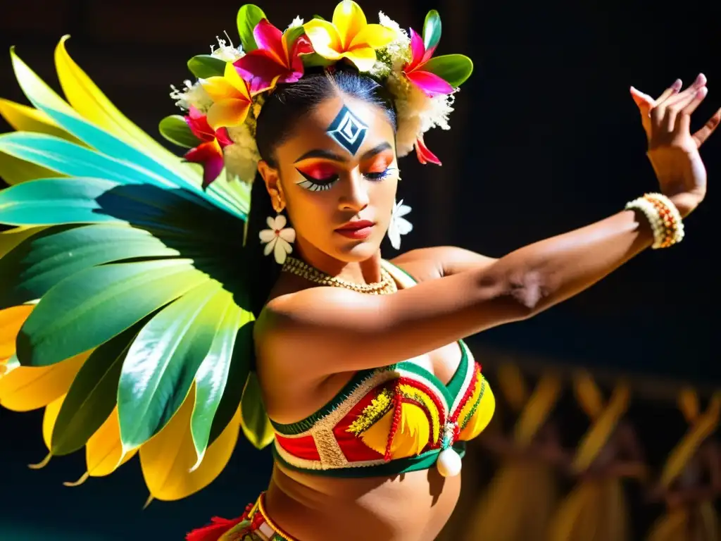 Una bailarina de Tahití ejecuta la danza Tārava con movimientos precisos y fluidos