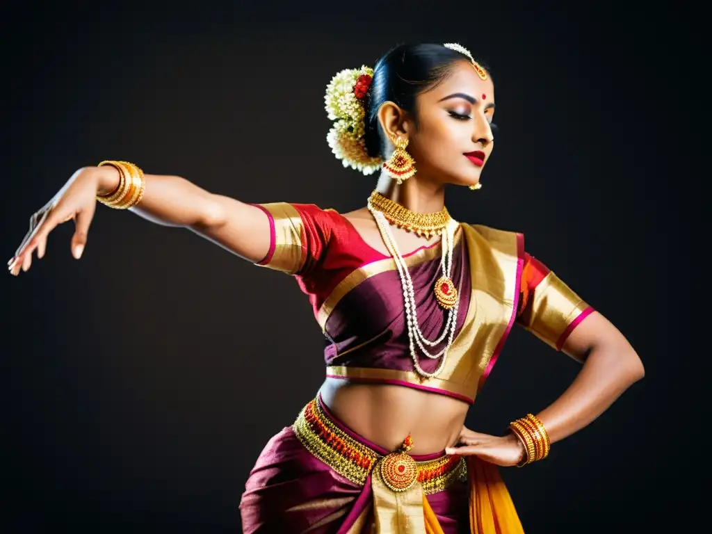 Una bailarina de Bharatanatyam, con movimientos elegantes y expresivos, cautiva con su danza clásica India