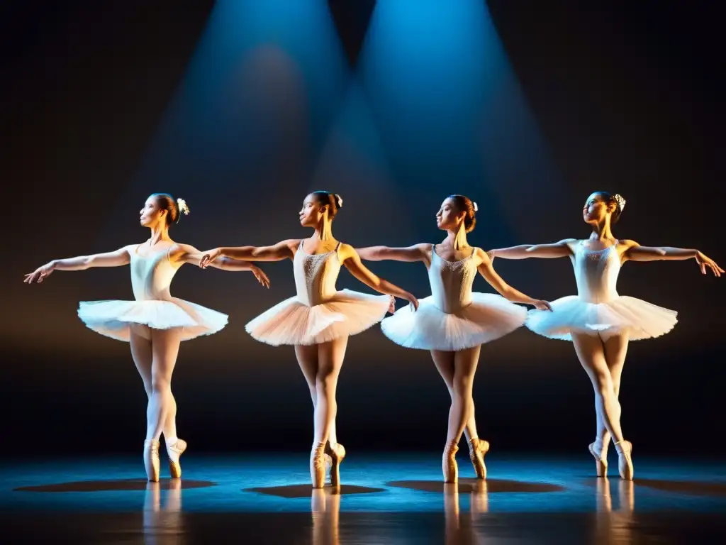 Bailarines de ballet en poses elegantes destacando su fuerza y gracia