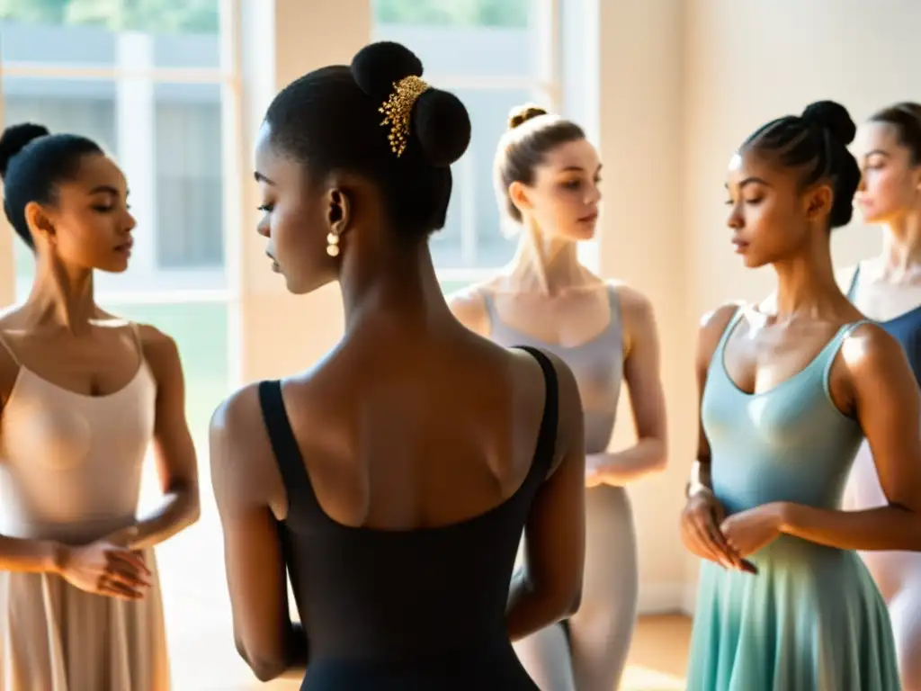 Bailarines concentrados en meditación guiada para entrenamiento mental