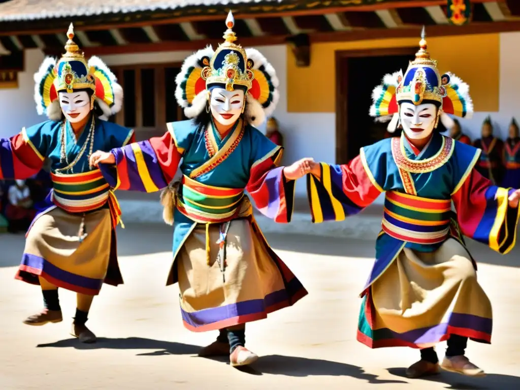 Bailarines enmascarados y coloridos en el misterioso Festival de Danzas de Bhután, capturando la esencia ancestral