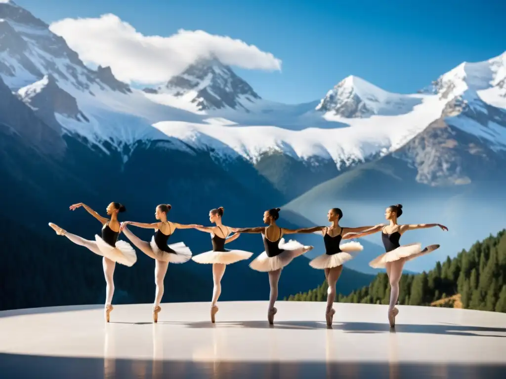 Bailarines en entrenamiento en altitud, fusionando arte y atletismo en las montañas nevadas