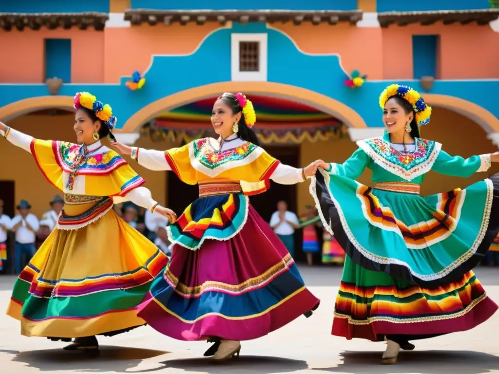 Bailarines folclóricos mexicanos en vibrante actuación de huapango