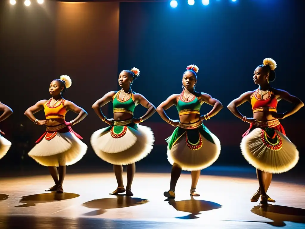 Bailarines tradicionales practican con pasión y precisión en un estudio tenue, reflejando su entrenamiento duro y dedicación a su arte