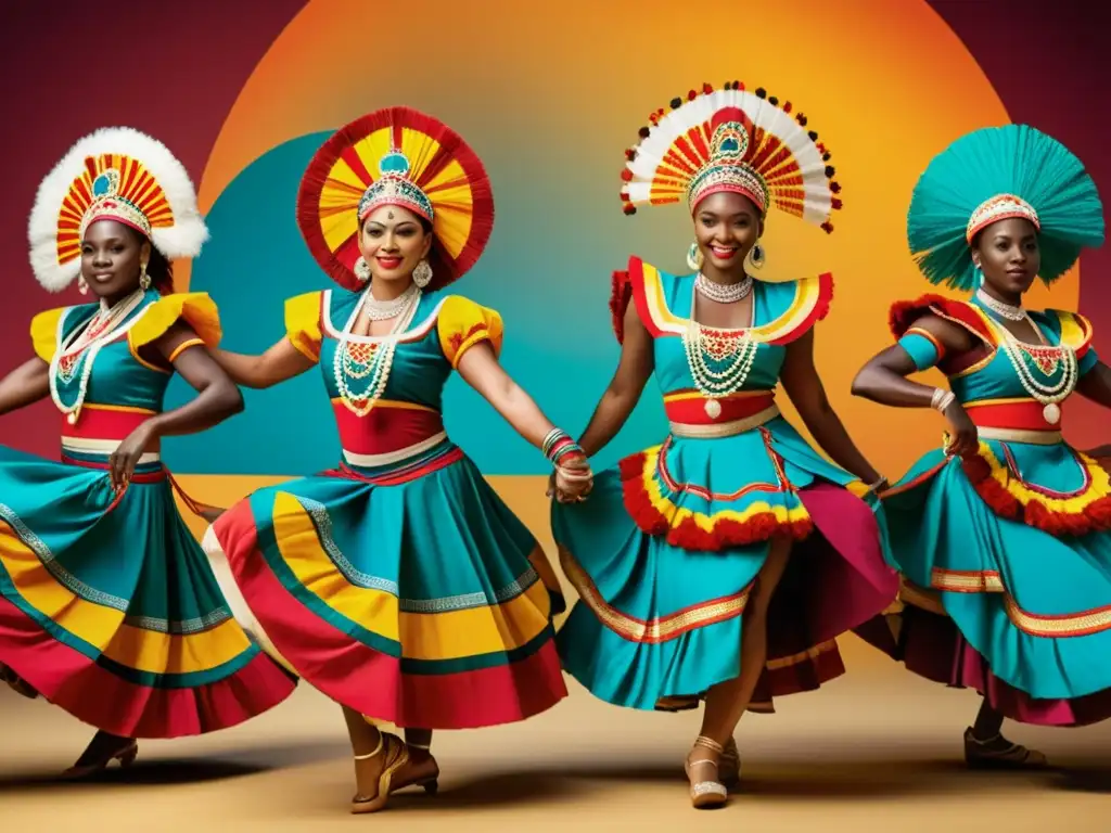 Bailarines tradicionales en trajes vibrantes Una fotografía en 8k detalla a bailarines tradicionales con vibrantes trajes, exhibiendo diseño de vestuario para danzas tradicionales