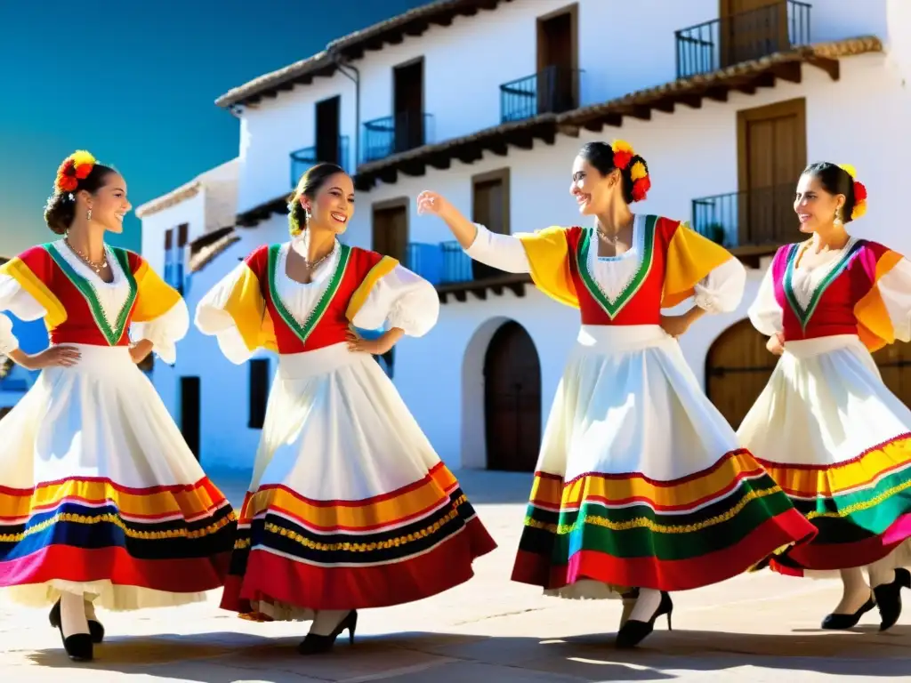 Bailarines de la zarzuela con trajes tradicionales realizando la animada Jota, un baile típico español lleno de pasión y energía