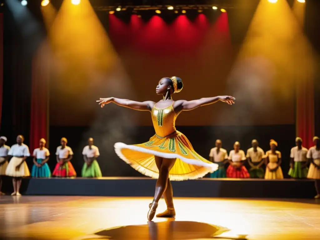 El Ballet Nacional de Guinea deslumbra con danzas tradicionales en un escenario grandioso, evocando la rica herencia cultural del país