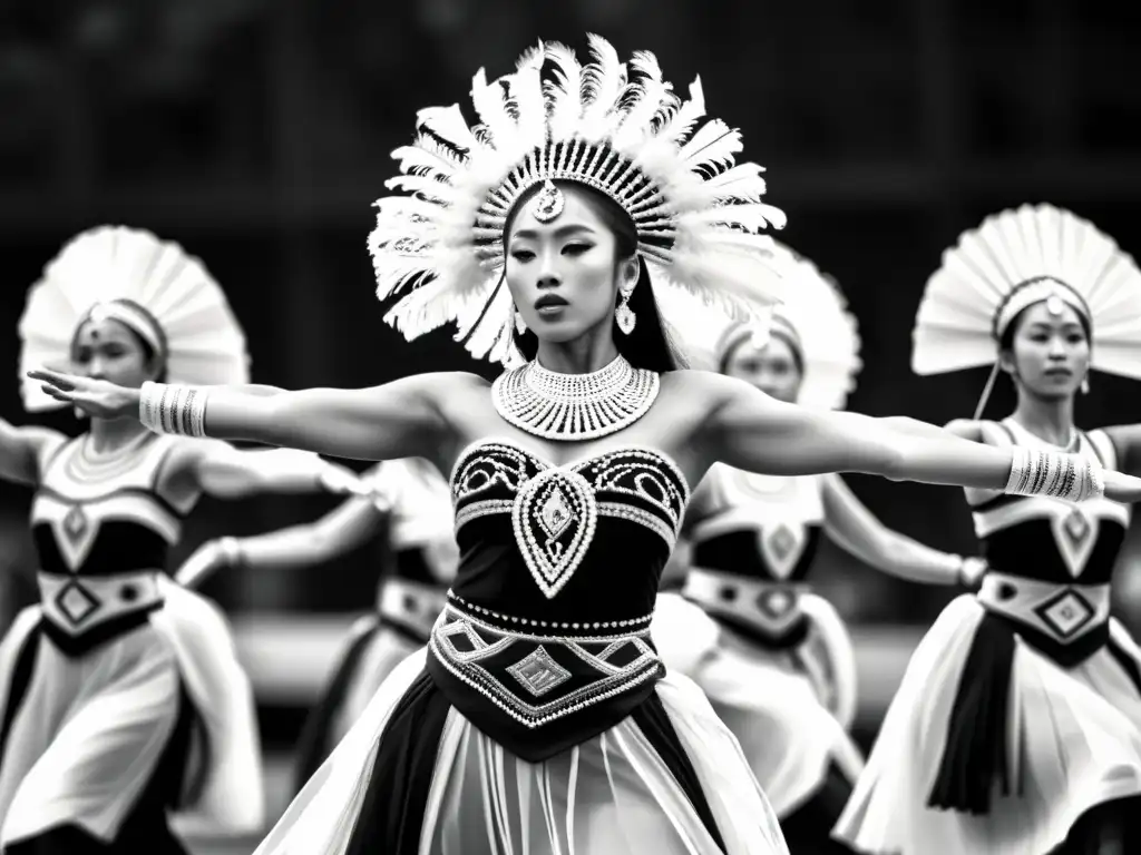 Fotografía en blanco y negro de danzas tradicionales