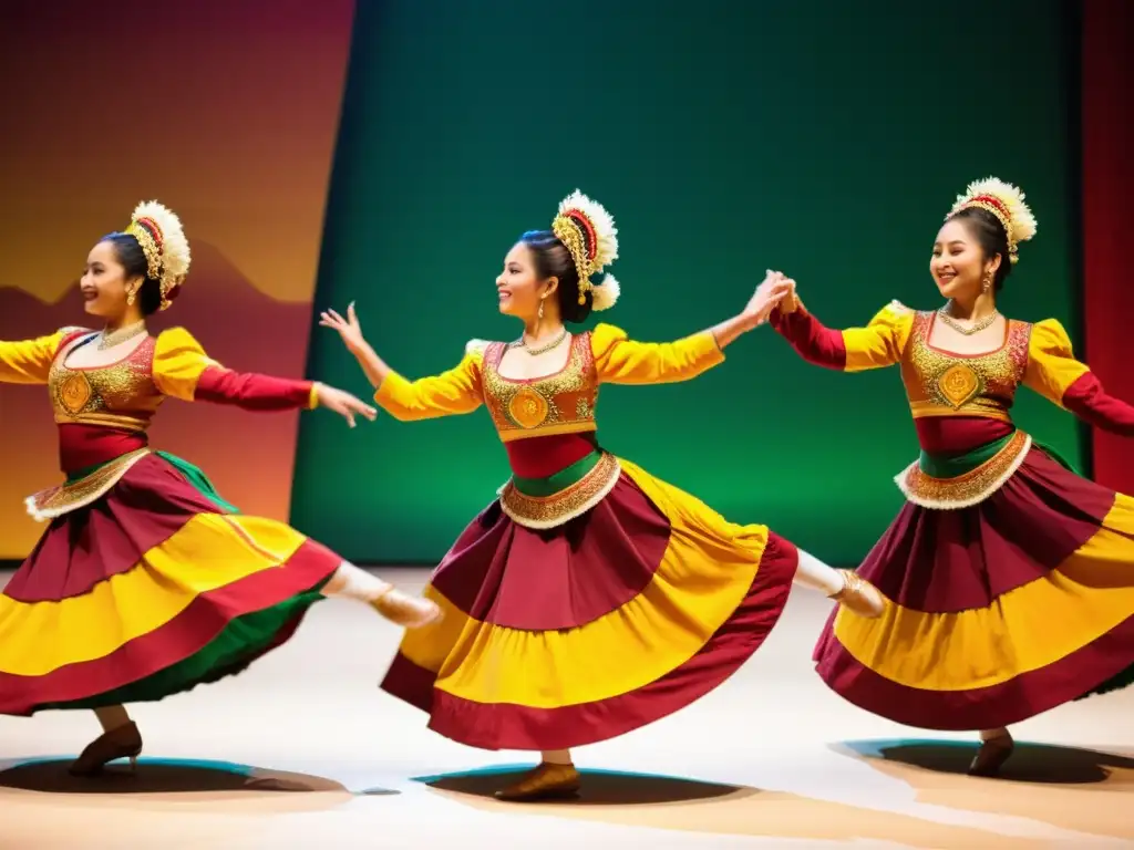 Un cautivador baile tradicional con trajes vibrantes y colores intensos evoca la psicología del color en danzas tradicionales