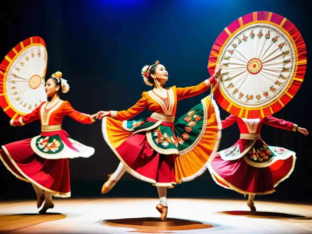 Danza tradicional: Vestimenta vibrante y dinámica Una cautivadora actuación de danza tradicional con trajes vibrantes y movimientos dinámicos