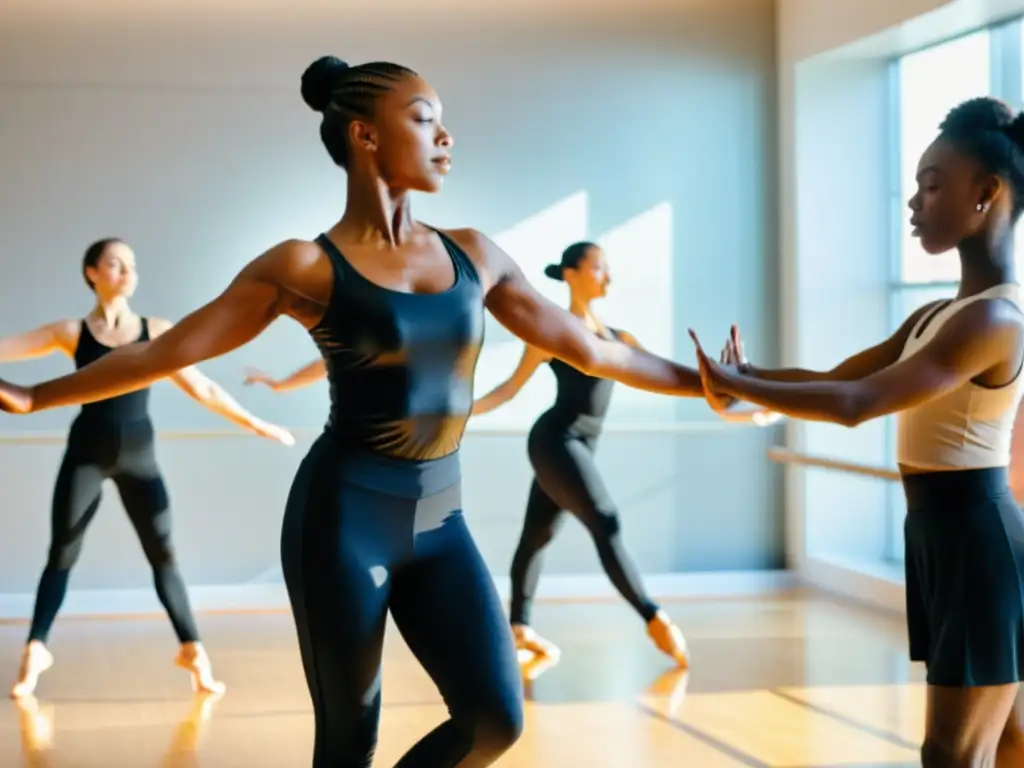 Una clase magistral de danza contemporánea tradicional y moderna, donde los bailarines se fusionan con gracia y pasión