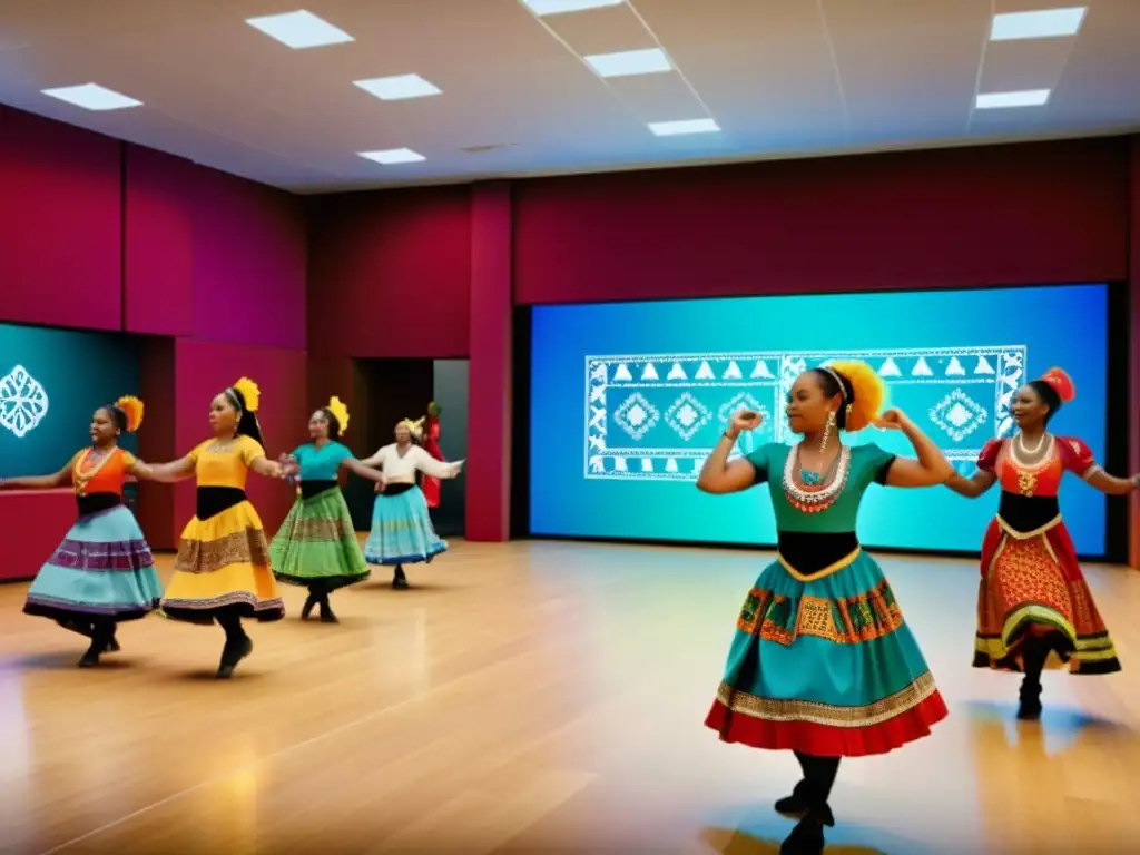 Clases magistrales de danzas tradicionales en línea con vestuarios vibrantes y movimientos llenos de gracia, fusionando lo físico y lo virtual