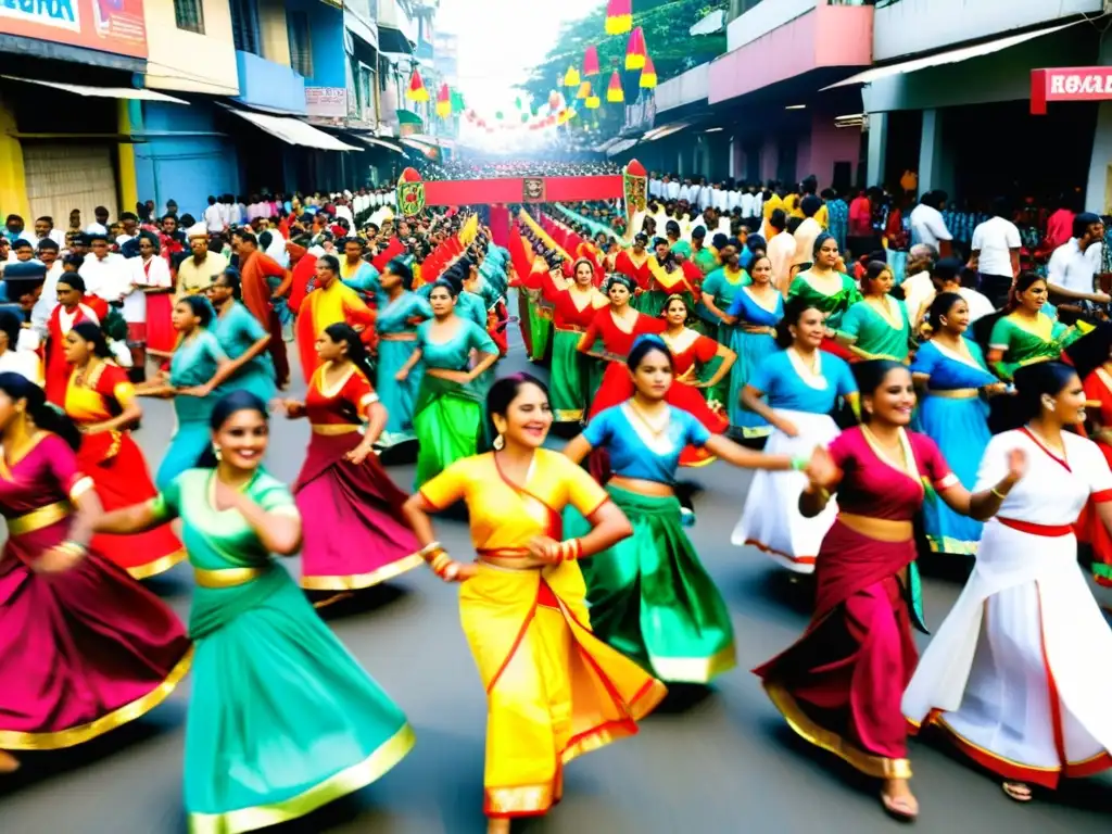 Colorido baile tradicional en Pahela Baishakh, el Año Nuevo Bengali, celebrando el significado cultural de la festividad