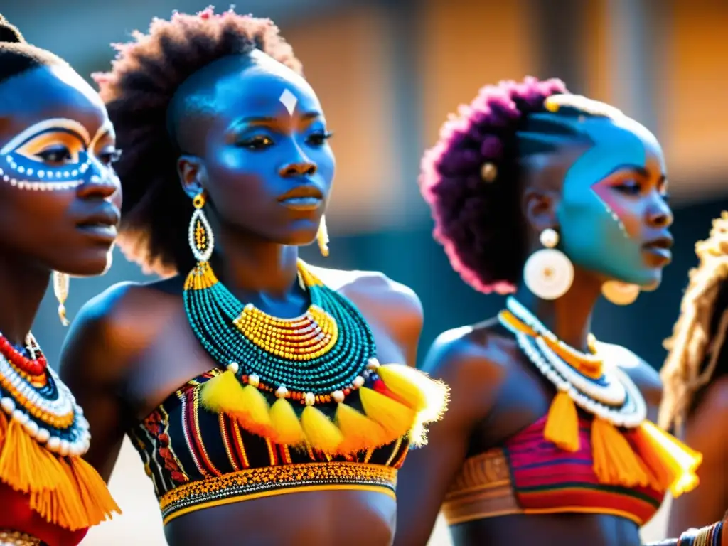 Danza de posesión en culturas africanas: Grupo de bailarines africanos en trajes tradicionales, ejecutando una danza ritual llena de energía y espiritualidad