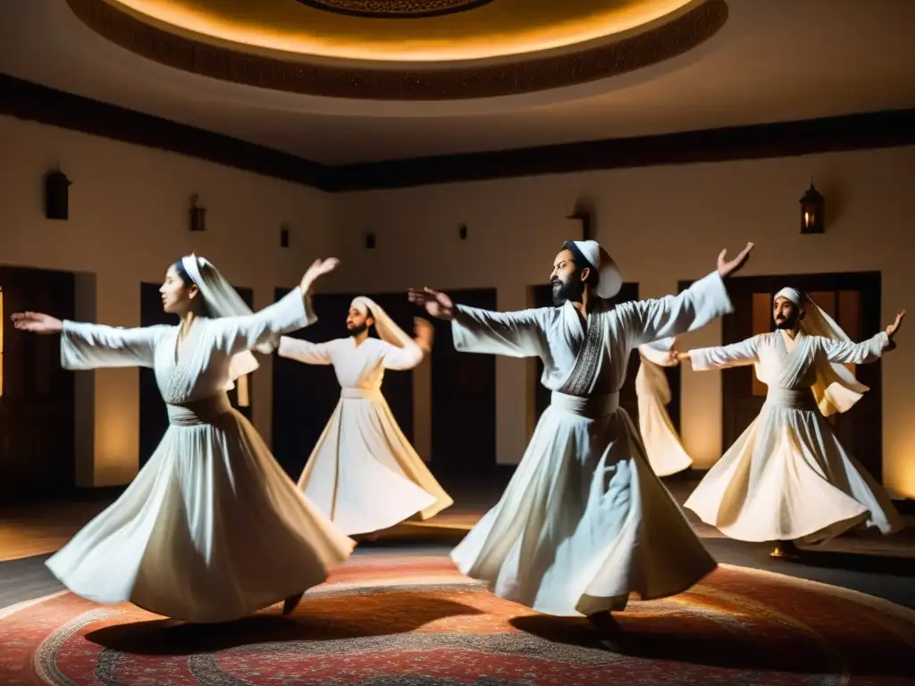 Danza Sufi en la penumbra, movimientos hipnóticos en busca de significado espiritual