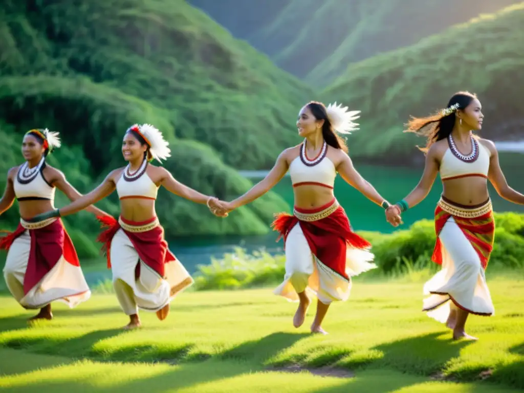 Danza tradicional en Oceanía: conexión cultural con la tierra en un paisaje exuberante