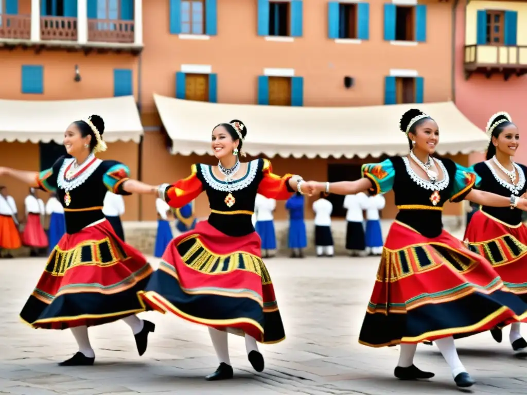 Danza tradicional con derechos de autor en coreografía tradicional: colores vibrantes, movimientos gráciles y una atmósfera de herencia cultural