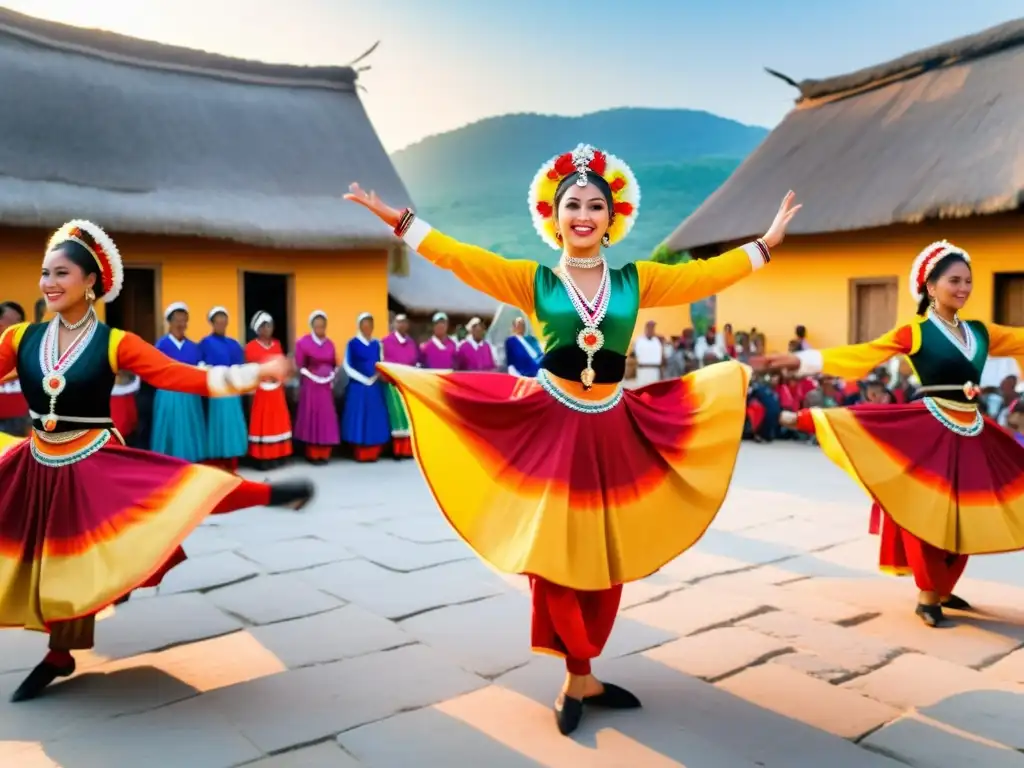 Una danza tradicional en la plaza del pueblo