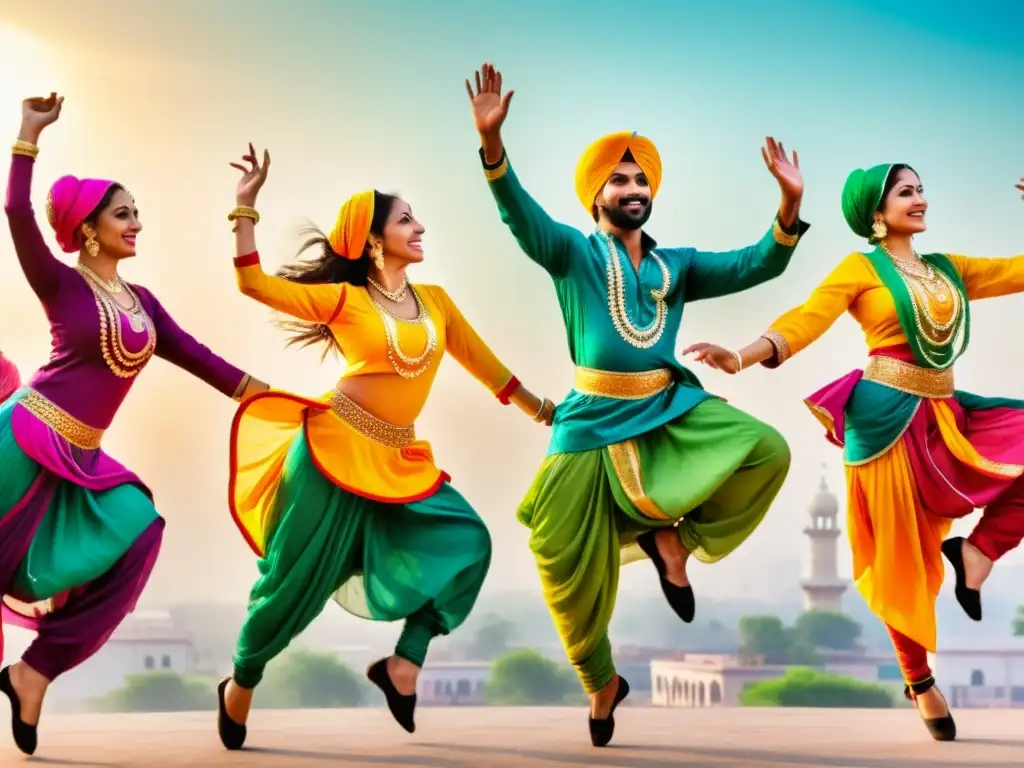 Danza Bhangra: vibrante tradición punjabi y energía capturada en medio de la ciudad india