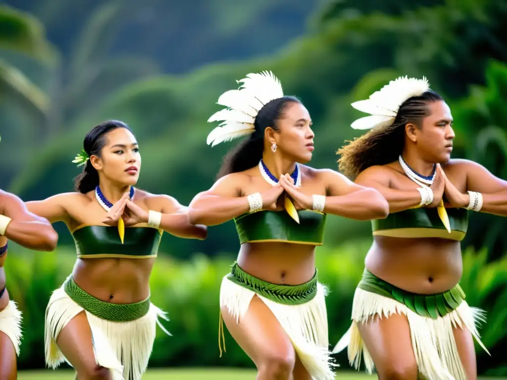 Danzarines samoanos con trajes tradicionales de tapa, expresando el significado cultural de la Danza del Siva Samoa