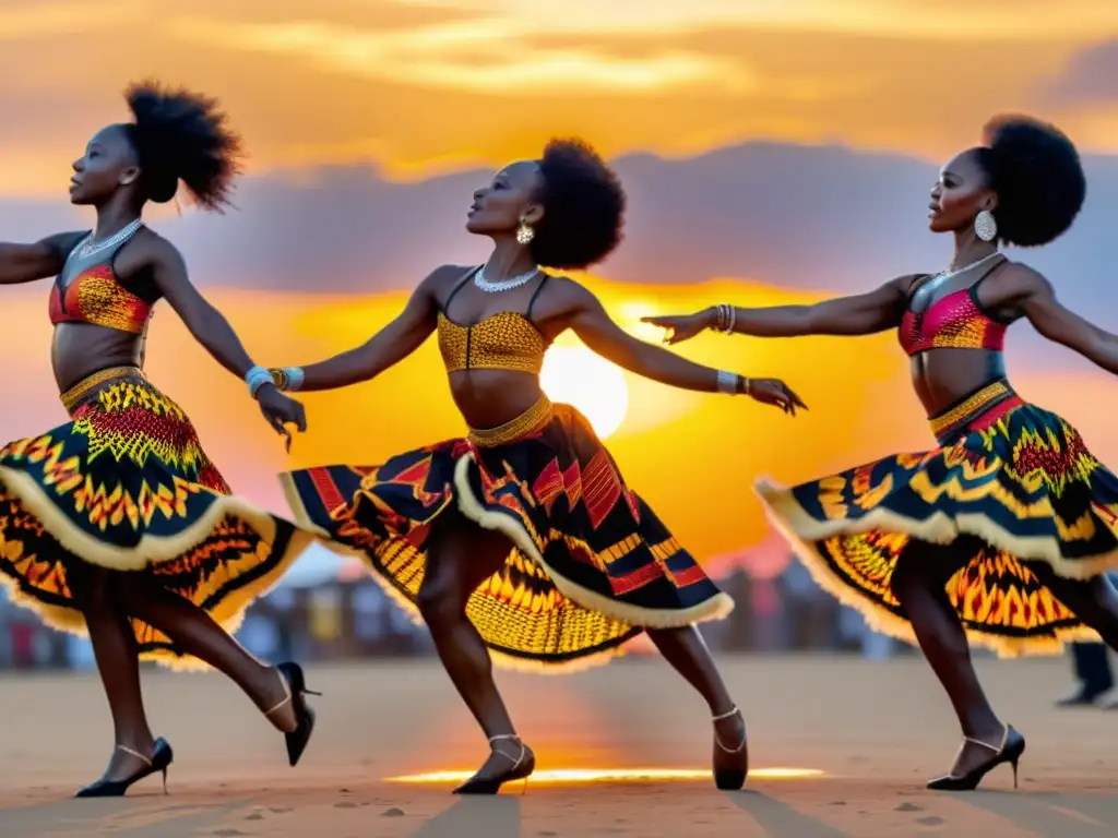 Danzarines en trajes africanos ejecutan una emocionante rutina sincronizada al aire libre, irradiando poder y gracia