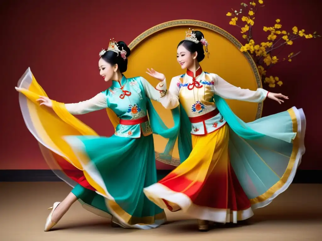 Danzas chinas tradicionales: elegancia oriental capturada en movimientos y trajes vibrantes