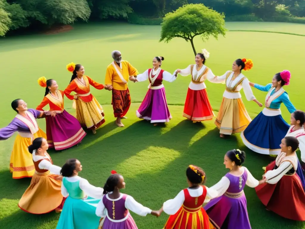 Aprende danzas tradicionales del mundo en un ambiente festivo y lleno de alegría en un campo soleado