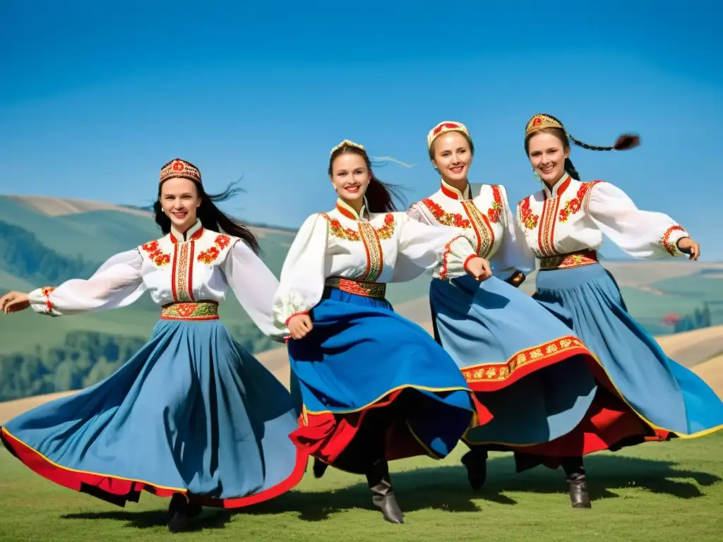 Danzas tradicionales Cossack ucraniano: Gracia y fuerza en el aire, atuendos vibrantes y paisaje pintoresco