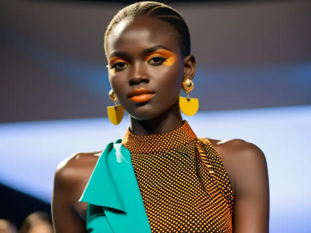 Desfile de moda con diseñadores africanos y su vestimenta africana contemporánea que fusiona diseño tradicional con modernidad