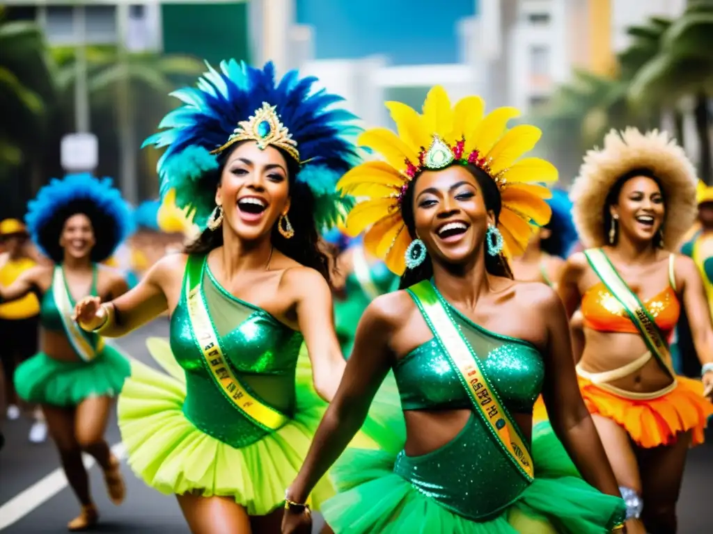 Desfile de Samba en Brasil con influencia africana, colorido y energía contagiosa