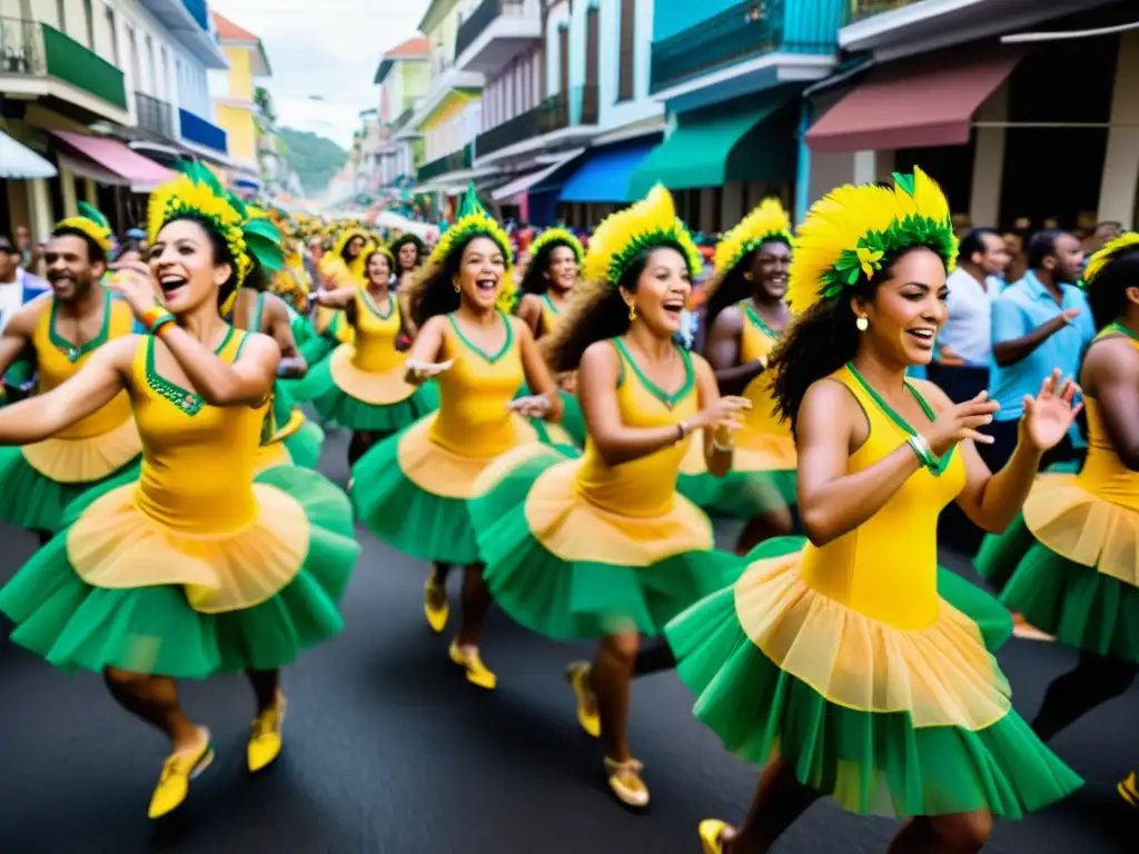 Un desfile de samba en Brasil: músicos y bailarines en un animado despliegue de ritmo contagioso y significado cultural