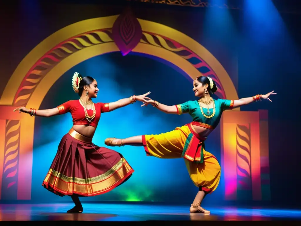 Arte celestial: Danza Sattriya en trajes tradicionales Deslumbrante actuación de danza Sattriya en Assam, expresando conexión cultural y espiritual