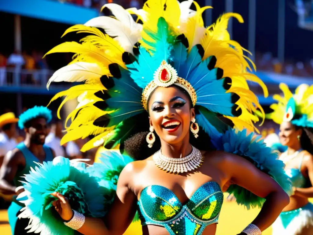 Deslumbrante baile en el Carnaval de Río, con coloridos trajes y energía contagiosa