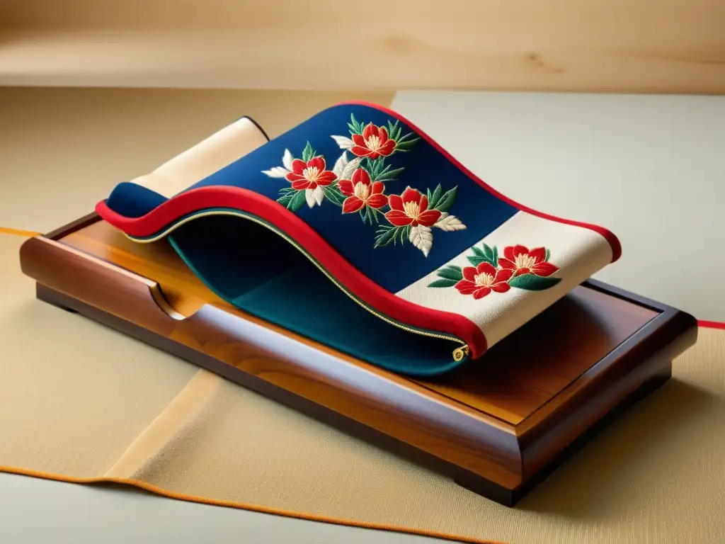 Detallada imagen de calzado tradicional en culturas japonesas, resaltando la artesanía y bordado delicado de las geta y tabi