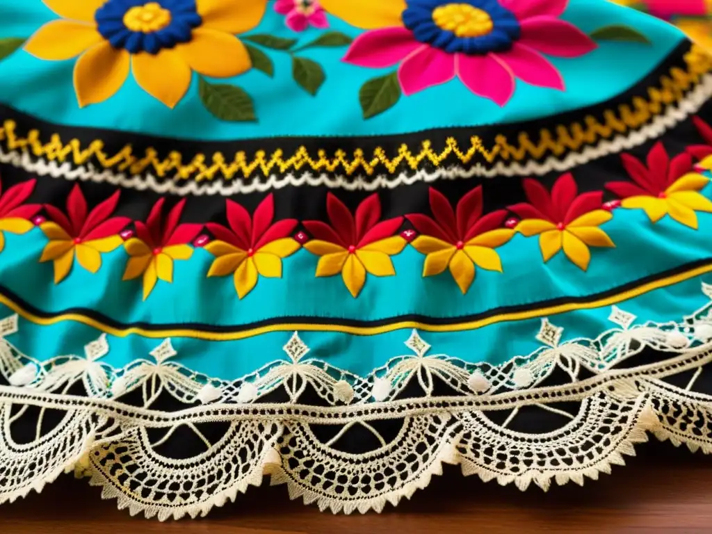 Detalle de la hermosa Pollera panameña, símbolo de rica tradición y significado cultural