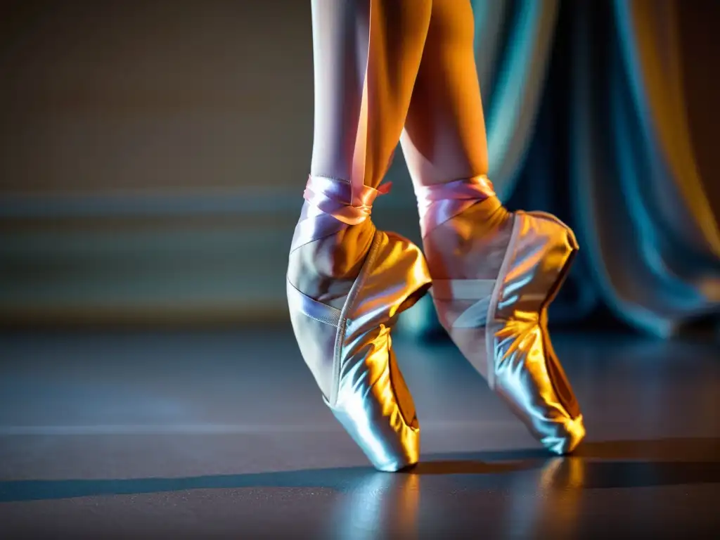 Detalle de los pies de una bailarina en punta, mostrando la fuerza y gracia del ballet