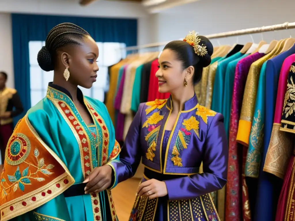 Diseñadores de vestuario crean trajes de danza tradicional, realzando la rica herencia cultural