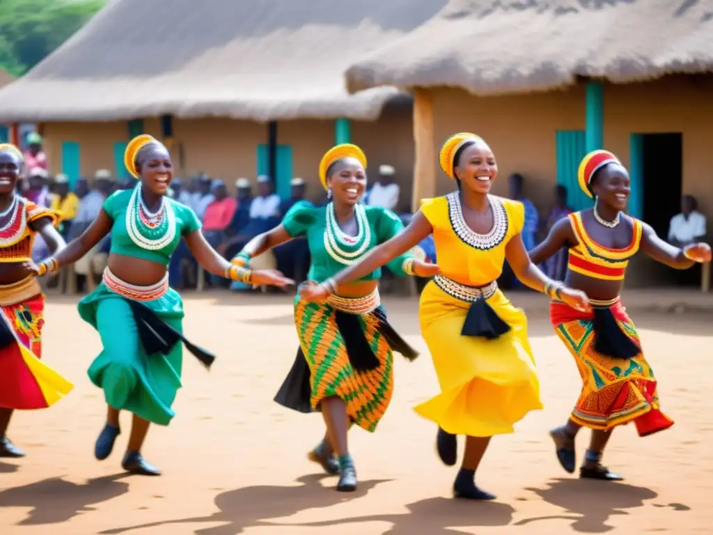 Documentales de danza tradicional: Colorida danza africana en una plaza soleada llena de energía y tradición