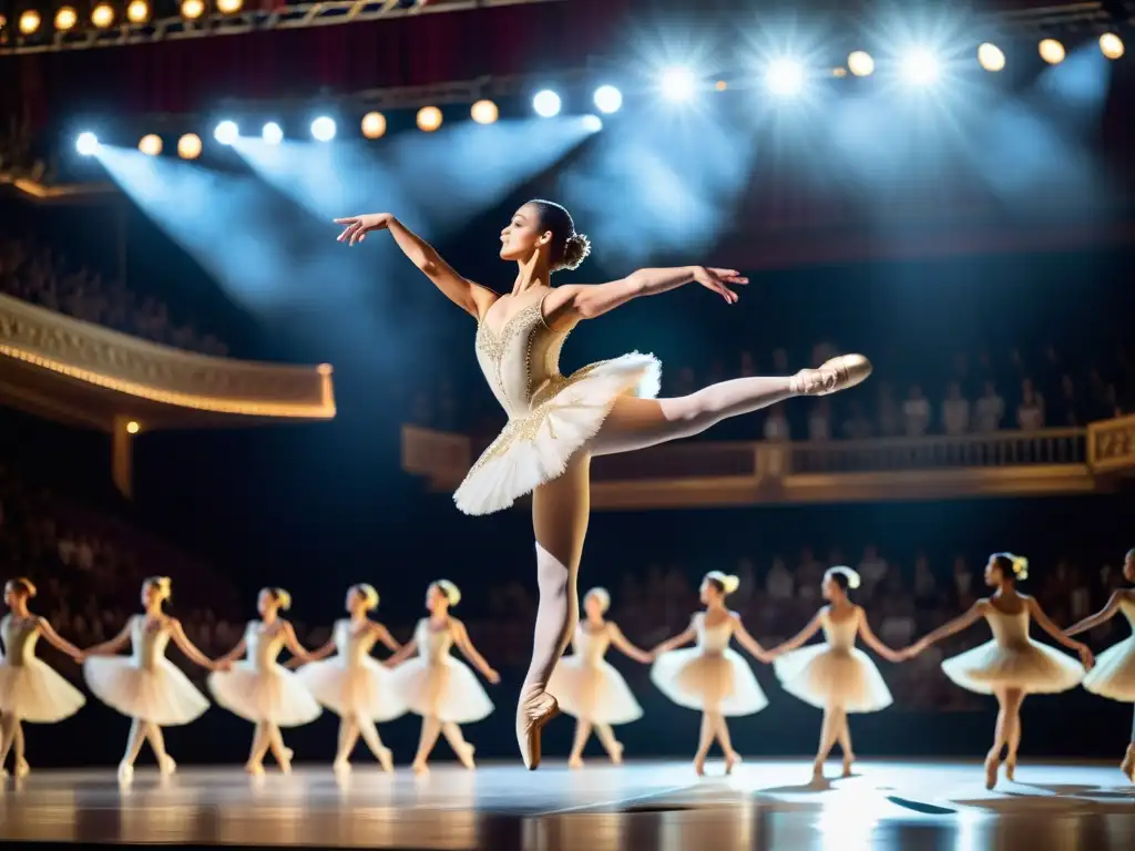 Elegantes bailarines en el Festival de Danza de Varna significado cultural, cautivando con su gracia y sofisticación en el escenario iluminado