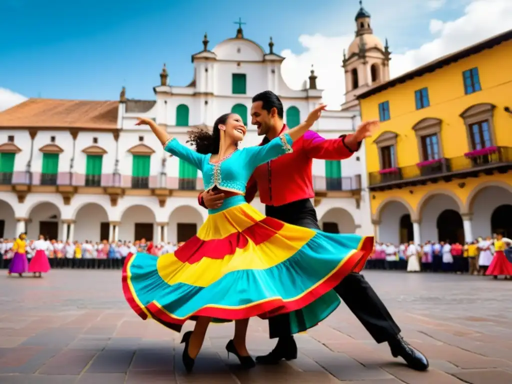 Una emocionante actuación de Cumbia en Europa, fusionando culturas con coloridos trajes y movimientos llenos de pasión