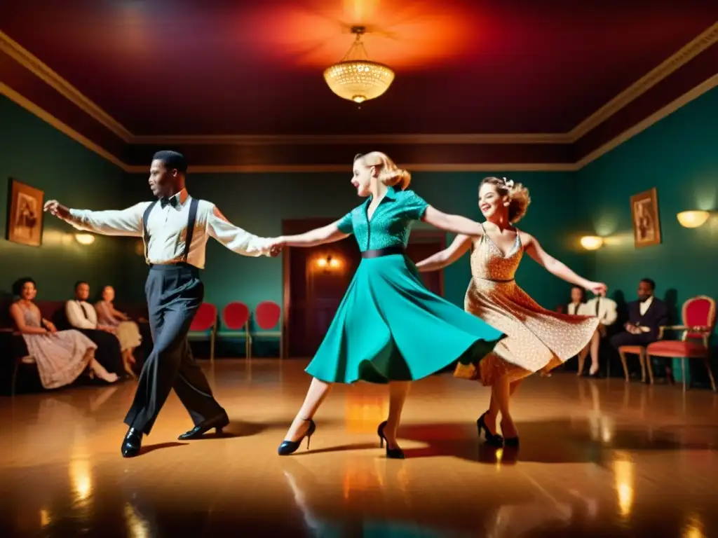 Un emocionante baile de Lindy Hop en un salón vintage