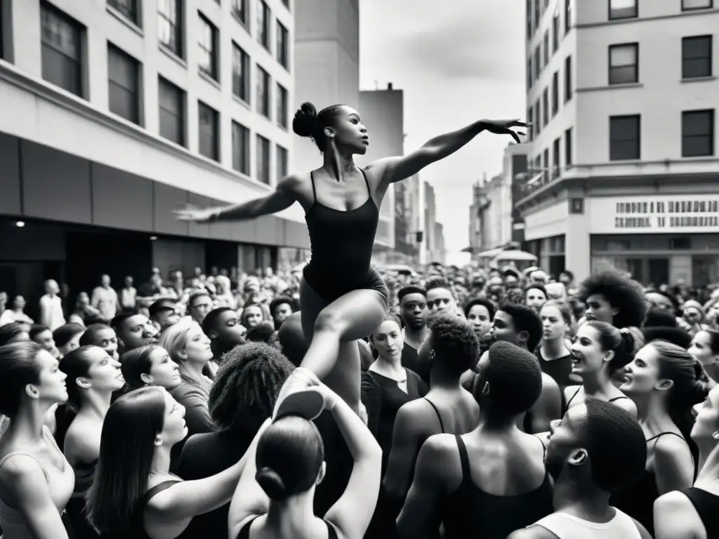 Un emocionante espectáculo de danza contemporánea en una concurrida calle urbana